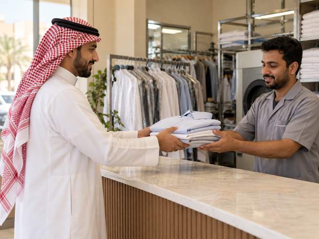 خدمة غسيل وكوي الملابس